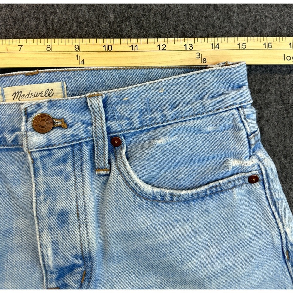 Madewell Relaxed Denim Shorts in Cedarcroft Wash Blue Cut off Distressed Size 25 - Picture 13 of 16